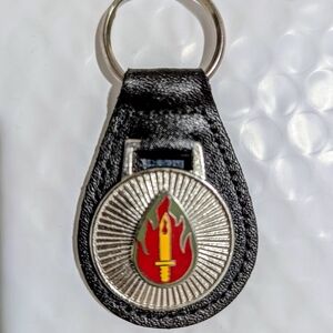 Black Leather US Army 63rd Infantry Division DUI WW2 Blood & Fire Keychain